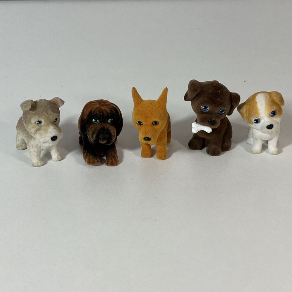 Vintage Puppy in my Pocket  Dog Toys Mini Figure Lot of  5  figures / Set